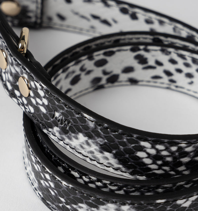 Snakeskin Print Leather Standard Dog Lead