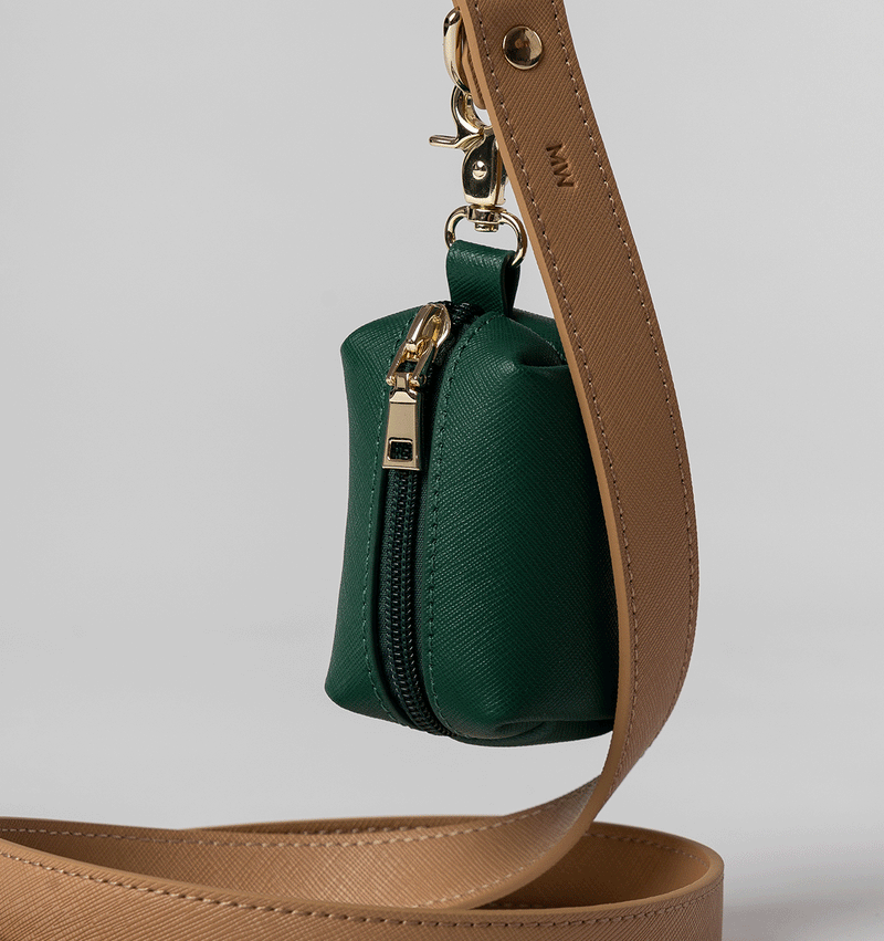 Hunter Green Leather Poop Bag Holder